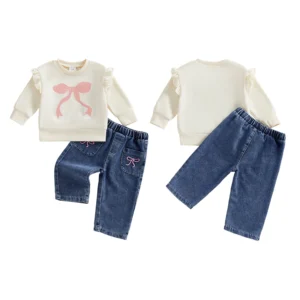 Infant Girl Autumn Ensemble with Cute Bow