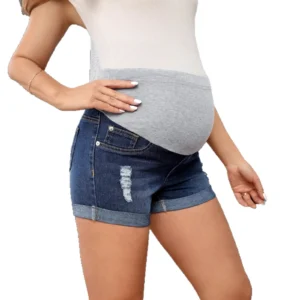 Adjustable Maternity Denim Shorts
